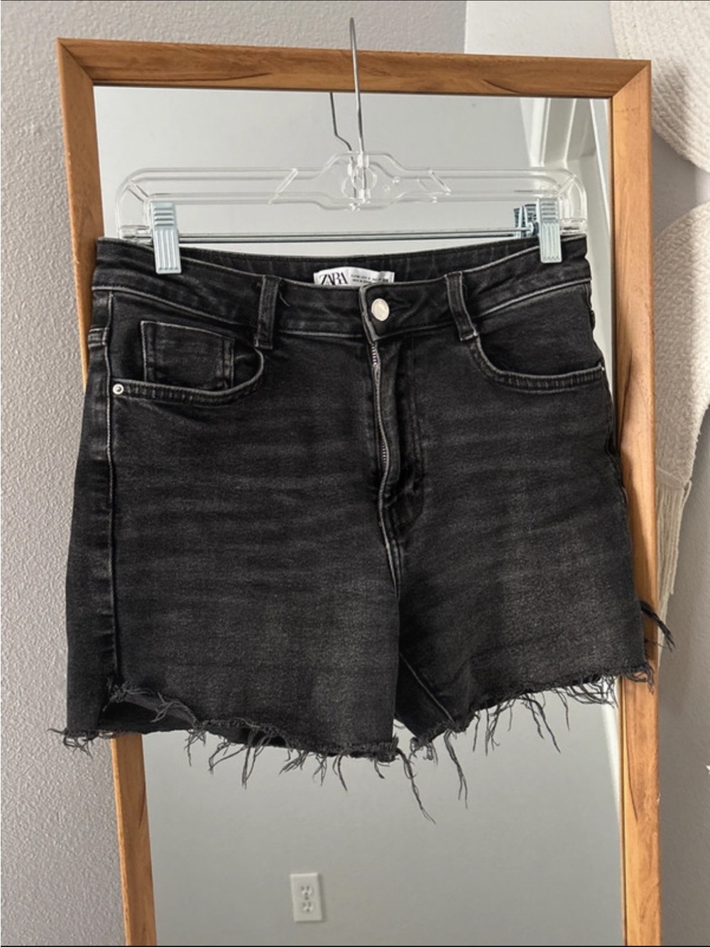 Zara High-Waist Black Denim Cutoff Shorts
